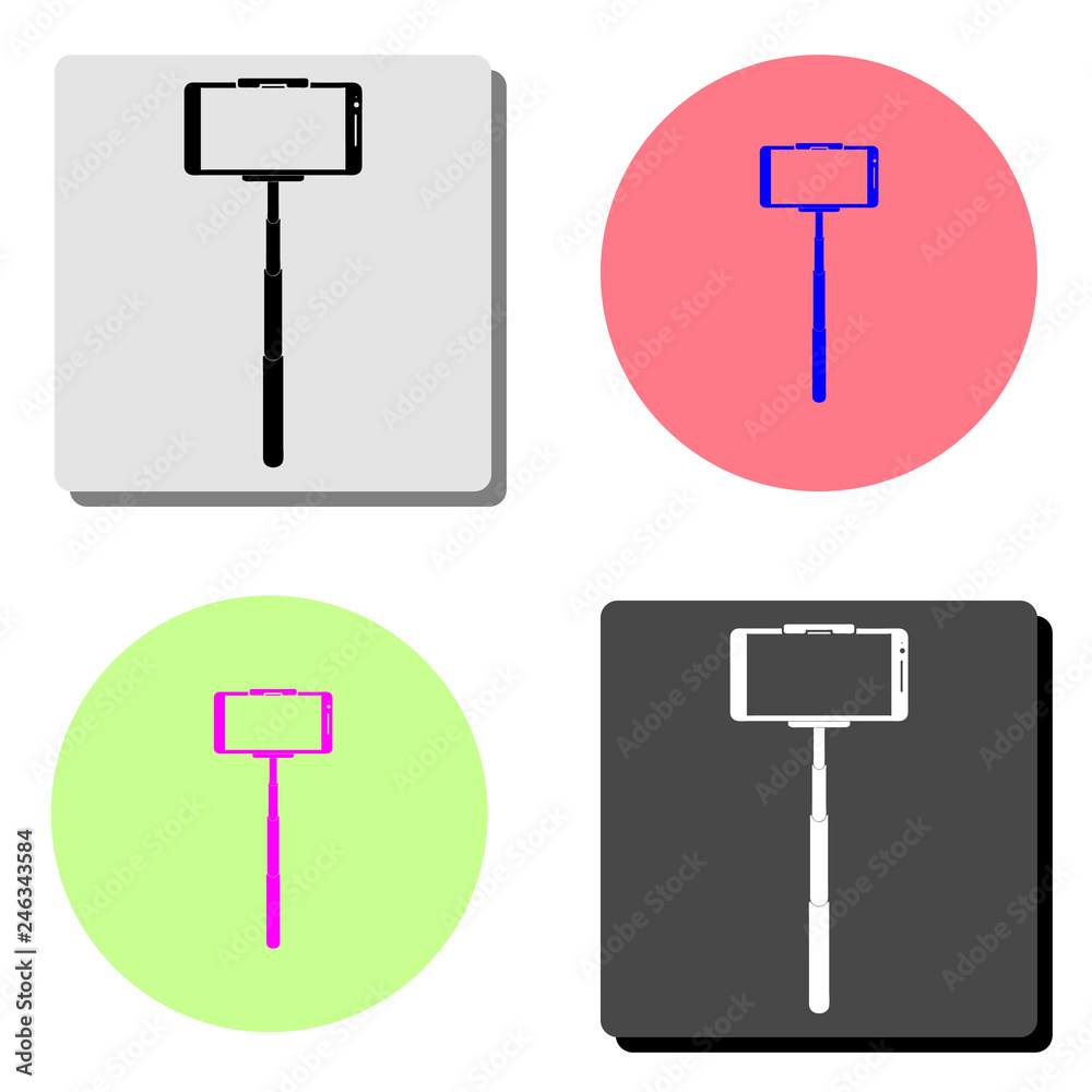 Selfie stick with mobile phone. flat vector icon Selfie stick with mobile phone. flat vector icon