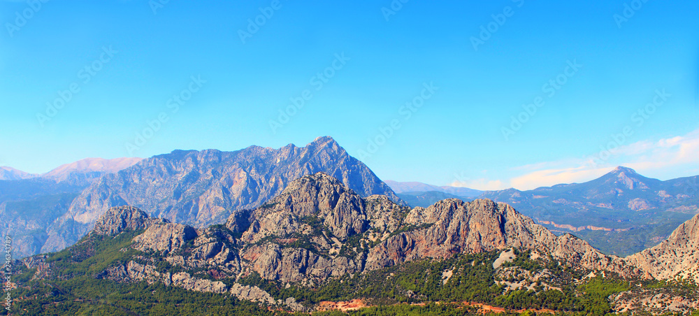 Mountains view at Mediterranean coast on a cloudless day