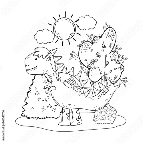 cute tyrannosaurus rex in the landscape