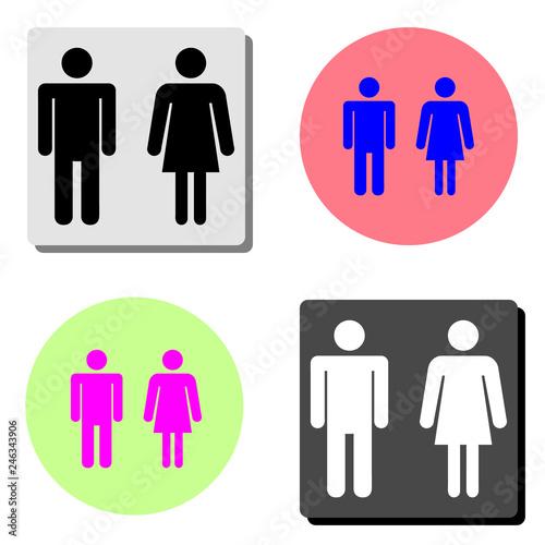 man and woman wc. flat vector icon