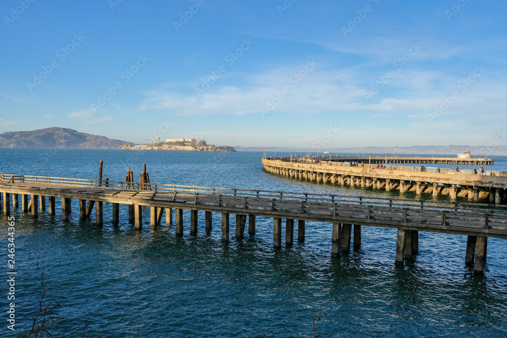 Old wooden piers near Alcatraz