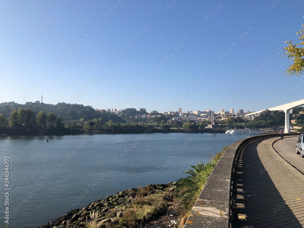 Walking by the river in Porto, Portugal Walking by the river in Porto, Portugal