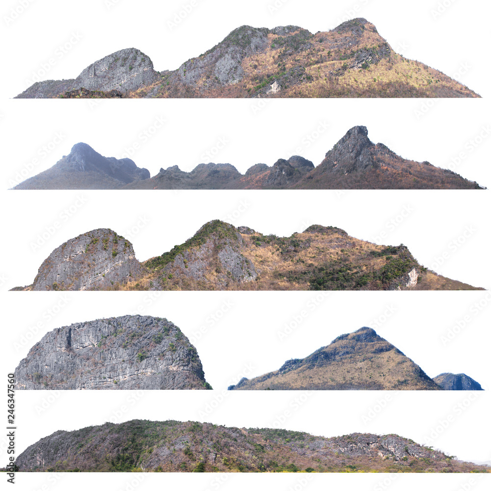 Fototapeta premium collection of mountain isolate on white background