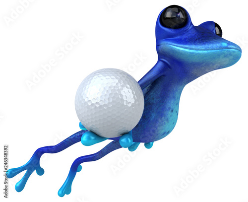 Fun blue frog - 3D Illustration © Julien Tromeur