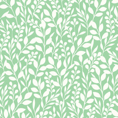 Wandcirkels Kantoor Mintgroene bladsilhouetten patroon  © Anna Putina
