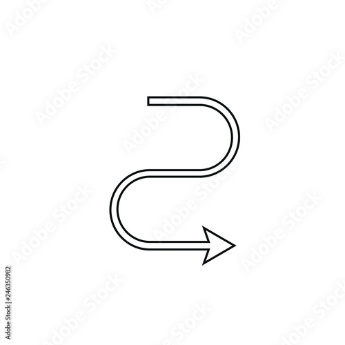 Simple black icon on white background. Repeat icon. Vector illustration web design element. curve arrow