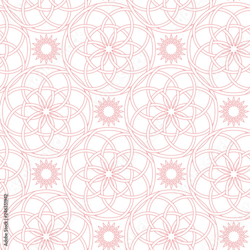  White and pink seamless pattern in oriental arabic style