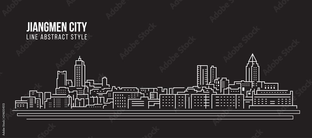 Cityscape Building Line art Vector Illustration design -  Jianmen city