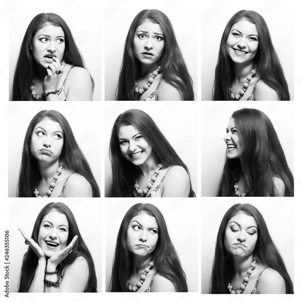 Beautiful Young Redhair Woman Collection of Expression