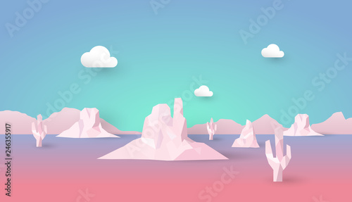 Desert low poly surreal arizona landscape vector