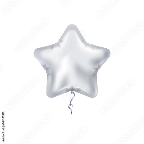 Silver star balloon isolated on white background. Vector object.