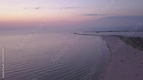Baltic Sea coast beach Ventspils Kurzeme aerial drone top view 4K UHD video