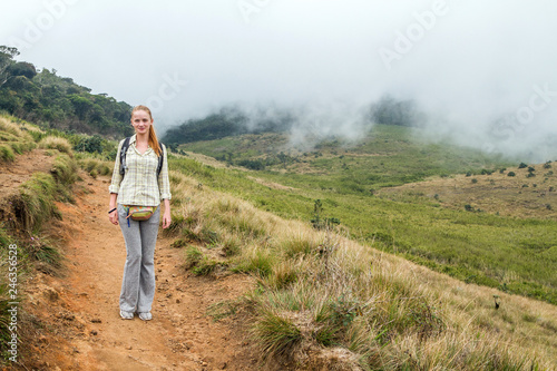 Girl walks in the National Park