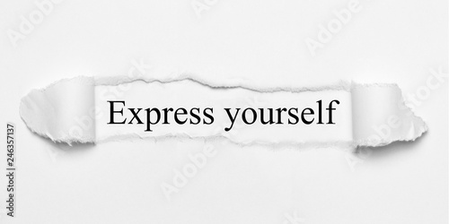 Express yourself on white torn paper