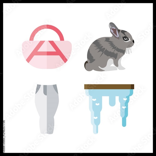 4 spring icon. Vector illustration spring set. handbag and icicle icons for spring works