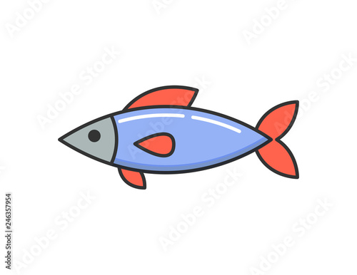Allergy reaction to dish, raw cooked fish isolated icon. Seafood caused illness, symbol of hypersensitivity and organic product intolerance human body
