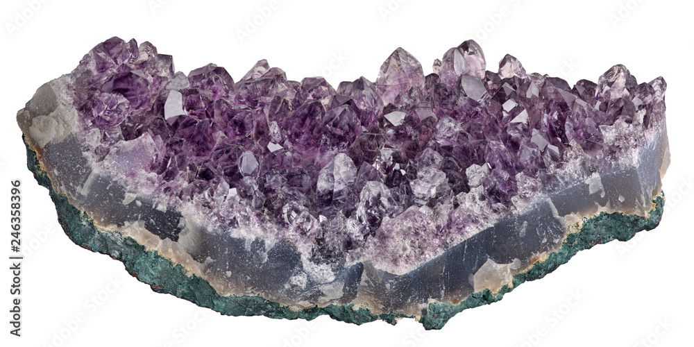 isolated light lilac color amethyst in geode