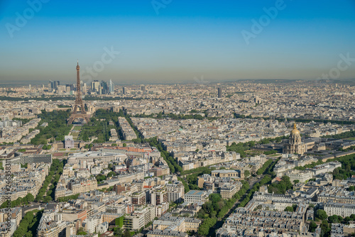 Morning aerial view of the famous Eiffel Tower and downtown citypscape © Kit Leong