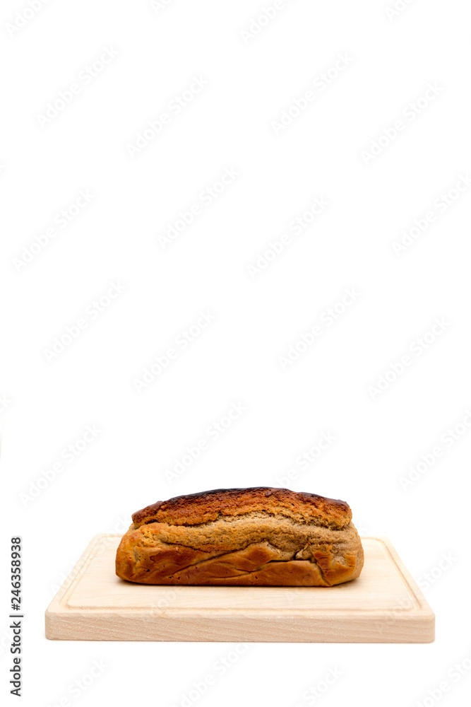 Homemade fresh plumcake isolated on white background