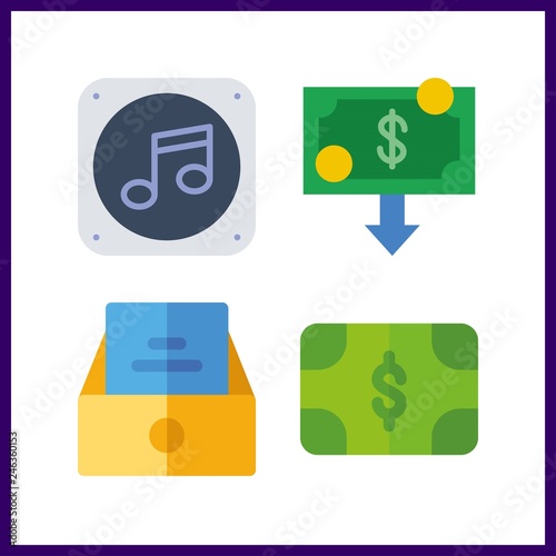 4 send icon. Vector illustration send set. music file and money icons for send works