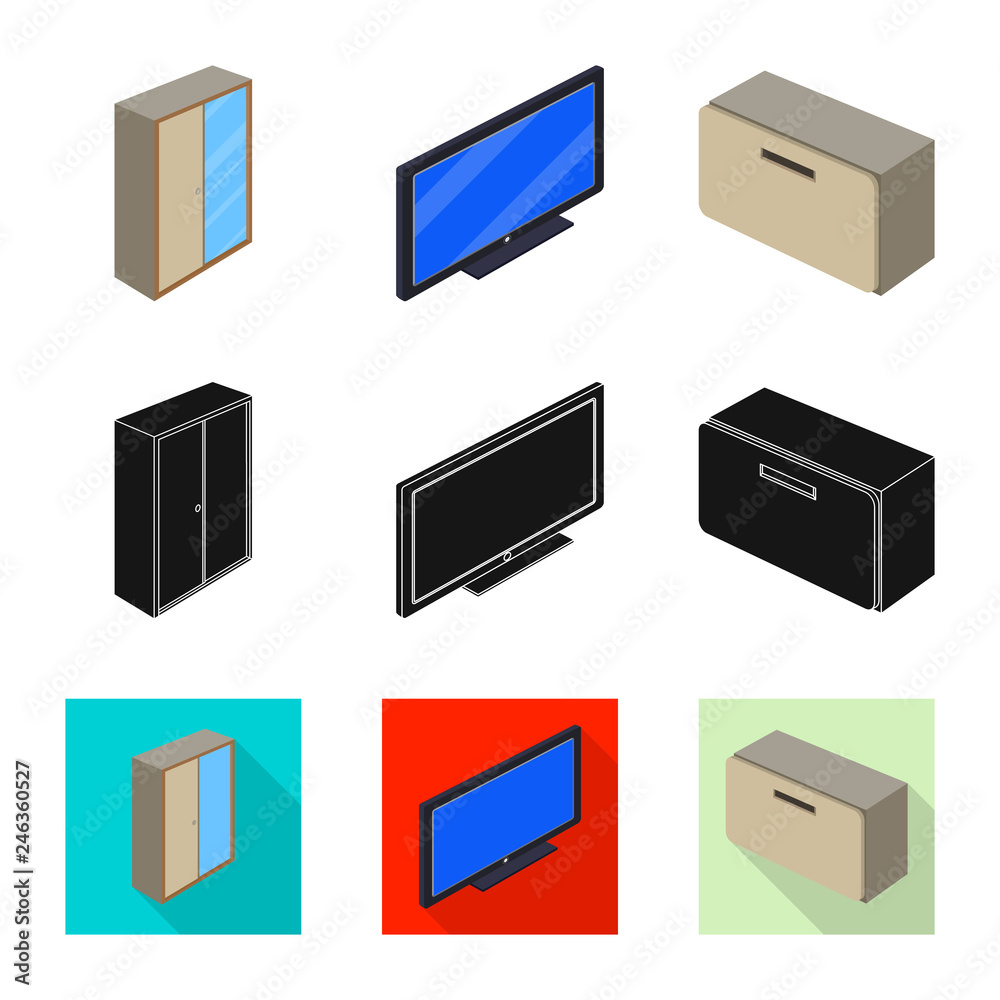 Vector design of bedroom and room sign. Set of bedroom and furniture stock symbol for web. Vector design of bedroom and room sign. Set of bedroom and furniture stock symbol for web.