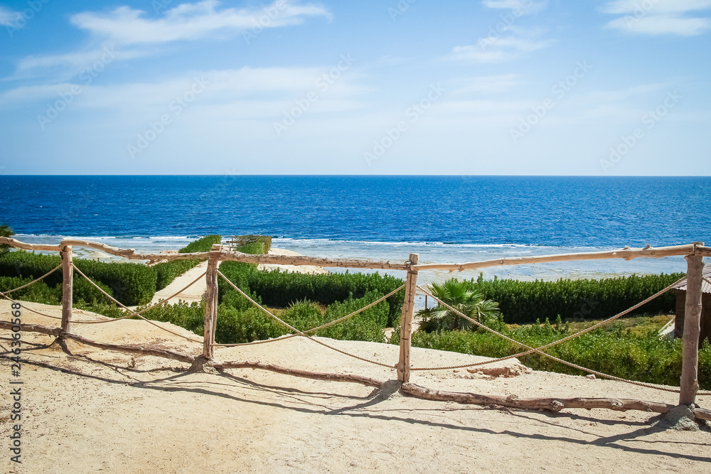 Stylish stepping path to the sea background