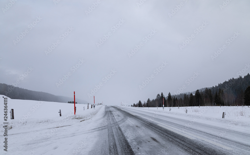 Snow. Cold. Landscape. Winter. Sky. Road. Hills Snow. Cold. Landscape. Winter. Sky. Road. Hills