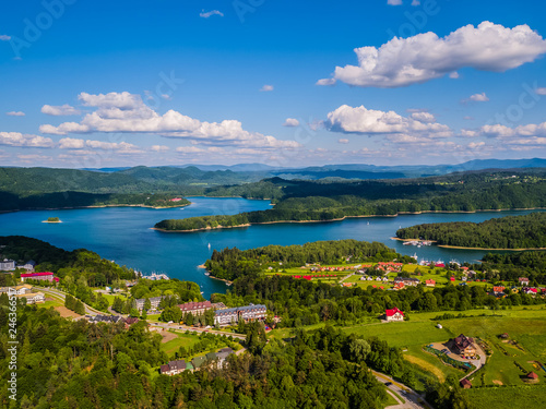 Obraz na płótnie Jezioro Solińskie Bieszczady Panorama Polańczyk w salonie
