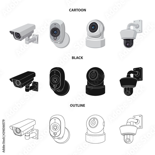 Vector design of cctv and camera icon. Collection of cctv and system stock vector illustration.