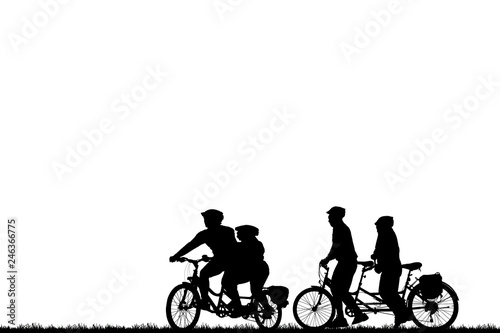 silhouette cyclists bicycle riders on white background.