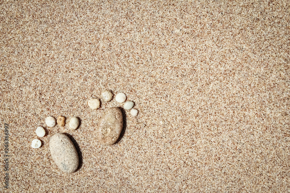 Beautiful footprints in the sand sea nature background Beautiful footprints in the sand sea nature background