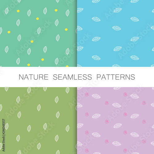 Nature seamless patterns by hand. Set modern Wallpaper for textiles