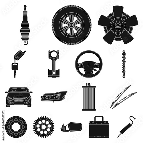 Vector design of auto and part icon. Set of auto and car vector icon for stock.