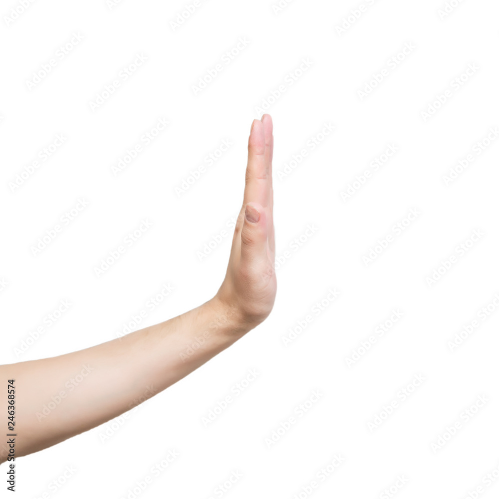 hand man stop isolated on white background hand man stop isolated on white background