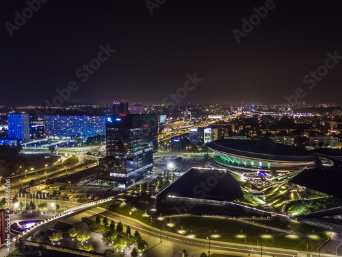 Obraz na płótnie Katowice nocna panorama miasta w salonie