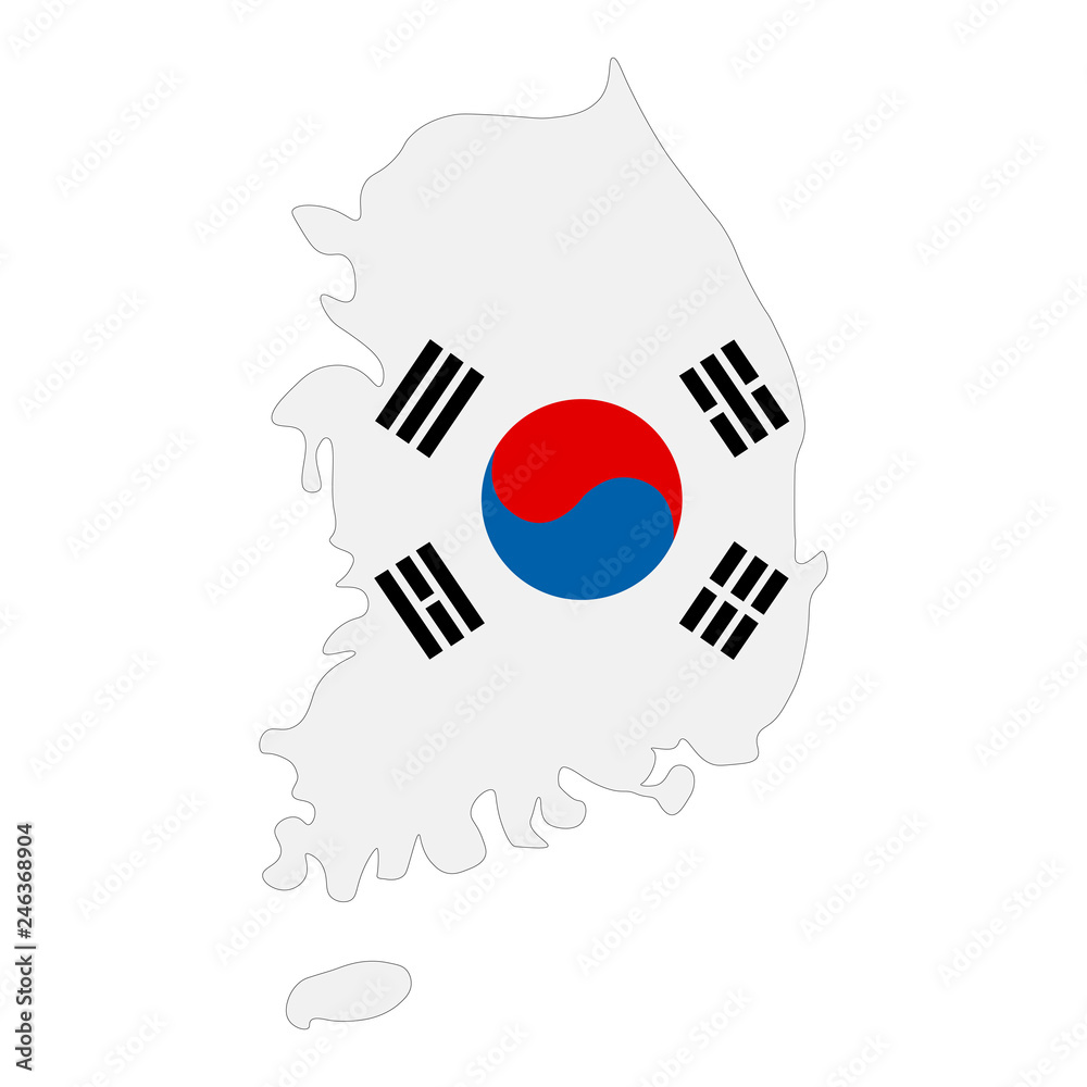 map of South Korea - flag map of South Korea - flag