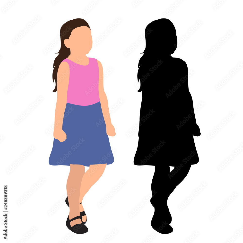 isolated, silhouette of a child, little girl, colorful silhouette isolated, silhouette of a child, little girl, colorful silhouette