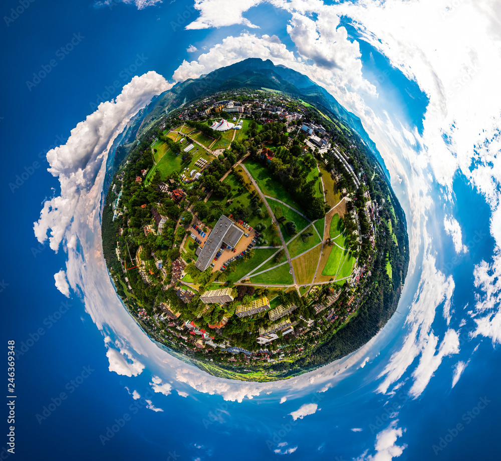 Zakopane panorama Tatry little planet dron