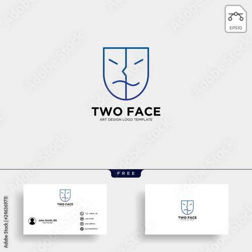 theater mask actor logo template vector icon element