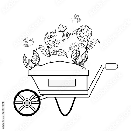 cute wheelbarrow gardening with flowers garden