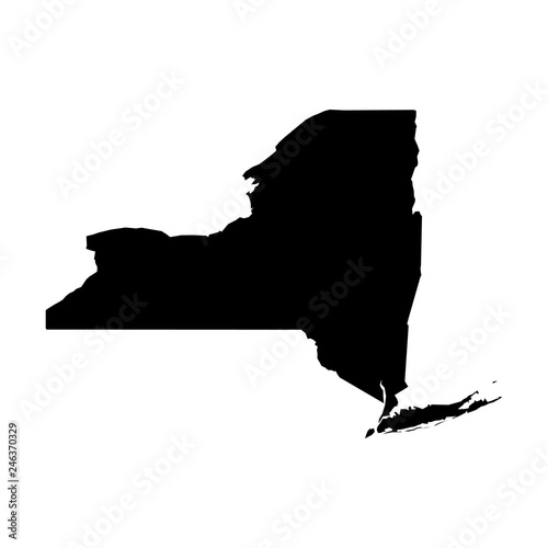 New York, state of USA - solid black silhouette map of country area. Simple flat vector illustration