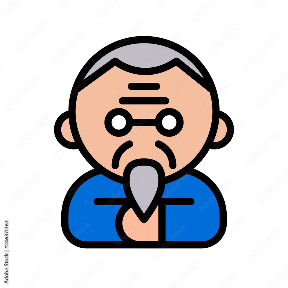 Chinese grandpa vector, Chinese new year character filled outline icon