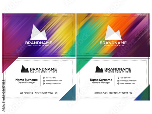 Vector modern creative and clean business card template, polygon background, flyer design, name card template. Corporate identity with abstract illustration. Vector company style for brandbook