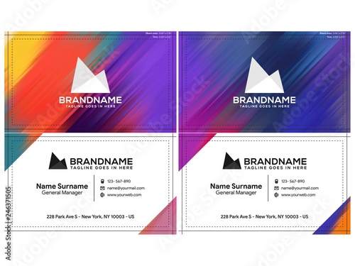 Vector modern creative and clean business card template, polygon background, flyer design, name card template. Corporate identity with abstract illustration. Vector company style for brandbook