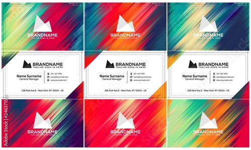 Vector modern creative and clean business card template, polygon background, flyer design, name card template. Corporate identity with abstract illustration. Vector company style for brandbook