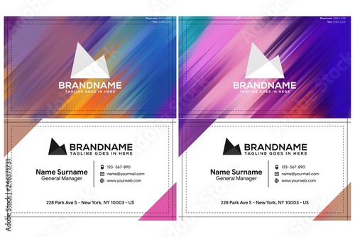 Vector modern creative and clean business card template, polygon background, flyer design, name card template. Corporate identity with abstract illustration. Vector company style for brandbook