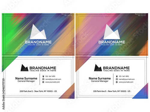 Vector modern creative and clean business card template, polygon background, flyer design, name card template. Corporate identity with abstract illustration. Vector company style for brandbook