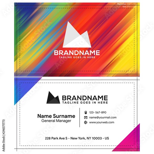 Vector modern creative and clean business card template, polygon background, flyer design, name card template. Corporate identity with abstract illustration. Vector company style for brandbook