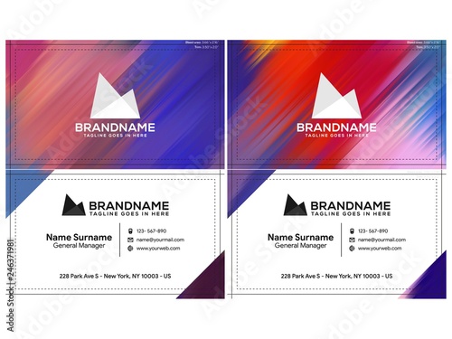Vector modern creative and clean business card template, polygon background, flyer design, name card template. Corporate identity with abstract illustration. Vector company style for brandbook
