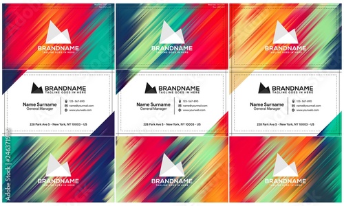 Vector modern creative and clean business card template, polygon background, flyer design, name card template. Corporate identity with abstract illustration. Vector company style for brandbook